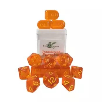 Многогранные игральные кости — полупрозрачная тыква с желтым цветом, Arch'd4 (15), Game Dice - Translucent (Role 4 Initiative)