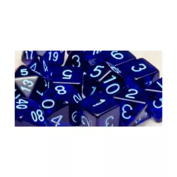 Многогранные игральные кости — полупрозрачные темно-синие со светло-синим и Arch'd4 (15), Game Dice - Translucent (Role 4 Initiative)