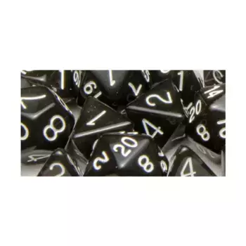 Многогранные игральные кости — полупрозрачный черный с белым, Arch'd4 (15), Game Dice - Translucent (Role 4 Initiative)
