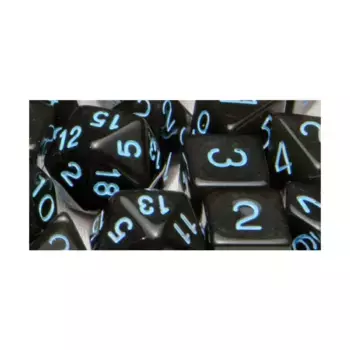 Многогранные игральные кости — полупрозрачный черный с синим, Arch'd4 (15), Game Dice - Translucent (Role 4 Initiative)