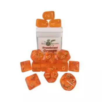 Многогранные игральные кости — полупрозрачный оранжевый со светло-оранжевым и Arch'd4 (15), Game Dice - Translucent (Role 4 Initiative)