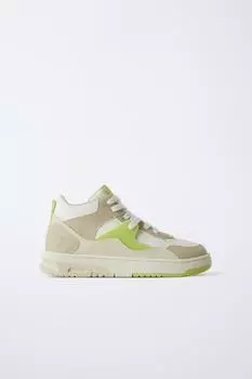 Многокомпонентные кроссовки с высоким берцем ZARA, цвет Neon Green