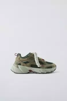 Многокомпонентные кроссовки ZARA, хаки зеленый