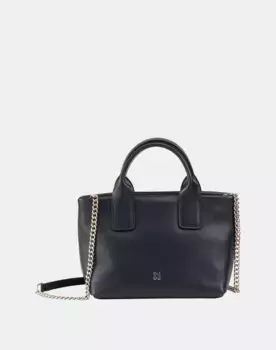 Многопозиционная кожаная сумка с ремнем-цепочкой Dudu, темно-синий
