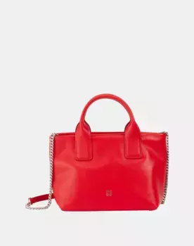 Многопозиционная кожаная сумка с ремнем-цепочкой Dudu, красный