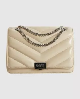 Многопозиционная кожаная сумочка бежевого цвета Claudie Pierlot, бежевый