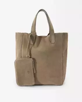 Многопозиционная однотонная кожаная сумка-шопер с декоративными бусинами и магнитной застежкой, со съемным карманом для монет Parfois, коричневый