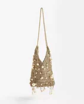 Многопозиционная открытая вечерняя сумка крючком с декоративным жемчугом Parfois, золотой