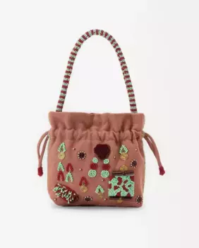 Многопозиционная праздничная сумка с веревочной застежкой и декоративными бусинами, образующими рисунки Parfois, розовый