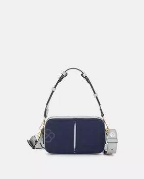 Многопозиционная синяя кожаная сумка через плечо Scharlau, синий