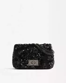 Многопозиционная сумка для вечеринок с пайетками и простой застежкой на пуговицы Parfois, чёрный