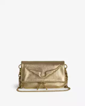 Многопозиционная сумка из золотистой кожи Small Rock Nano Zadig & Voltaire, золотой