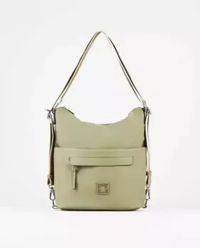 Многопозиционная сумка на плечо в прорезиненном нейлоне зеленого цвета PACOMARTINEZ, зеленый