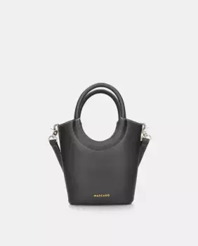 Многопозиционная женская кожаная сумка через плечо черного цвета Mascar