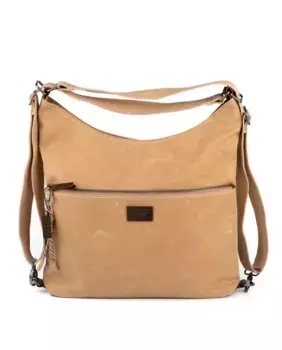 Многопозиционный женский рюкзак из хлопка бежевого цвета Stamp