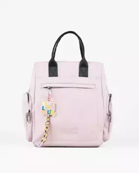 Многопозиционный женский рюкзак из прорезиненного нейлона с розовым брелоком PACOMARTINEZ, розовый