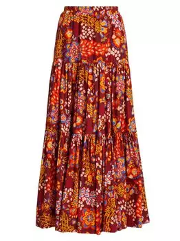 Многоярусная длинная юбка большого размера с принтом La DoubleJ