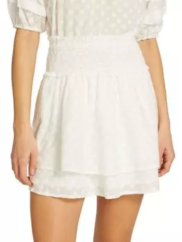 Многоярусная хлопковая мини-юбка Addison со сборками Rails, цвет White Embroidery