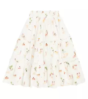 Многоярусная хлопковая юбка с принтом Scotch & Soda, белый