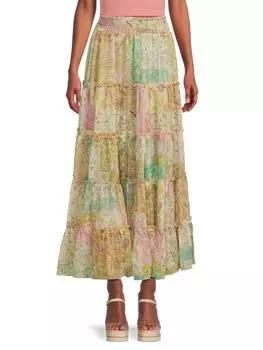 Многоярусная макси-юбка Ananda со смешанным принтом Misa Los Angeles, цвет Printed