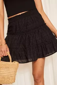 Многоярусная мини-юбка Broderie Friends Like These, черный