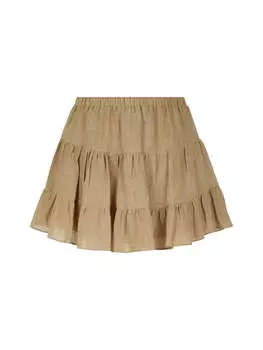 Многоярусная мини-юбка из льна Nocturne, бежевый