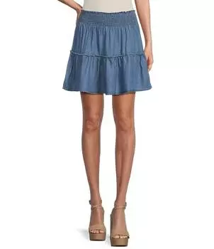 Многоярусная присборенная мини-юбка со средней посадкой Coco + Jaimeson, синий