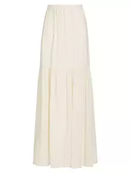 Многоярусная шерстяная юбка макси Cafila Max Mara, слоновая кость