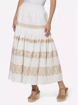 Многоярусная юбка Heine, цвет Ecru-Camel-Gemustert