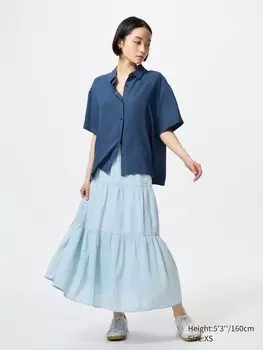 Многоярусная юбка (короткая) Uniqlo, синий
