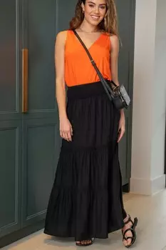 Многоярусная юбка макси Tahlia с рюшами Pour Moi, черный