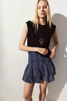 Многоярусная юбка с присборенным поясом H&M, синий