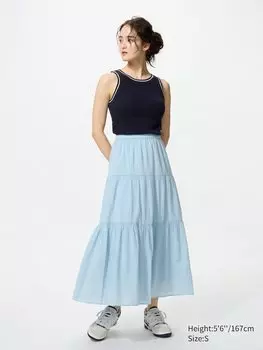 Многоярусная юбка Uniqlo, синий
