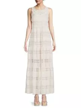 Многоярусное кружевное платье макси Eliza J Ivory