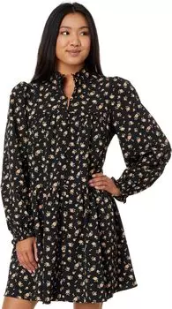 Многоярусное мини-платье с цветочным принтом English Factory, цвет Black Multi