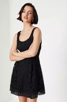 Многоярусное мини-платье с кружевом и бретелями Oasis, черный