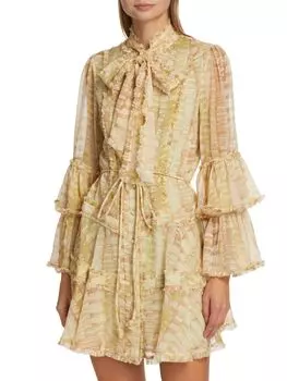 Многоярусное мини-платье с принтом Gelsiny Alexis, цвет Sage