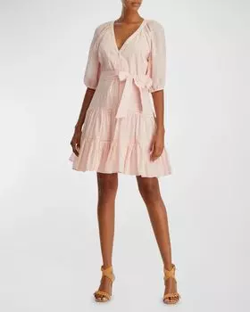 Многоярусное мини-платье трапециевидной формы Dewey Veronica Beard, цвет Pink Haze