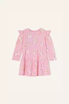 Многоярусное платье Baby Rainbow Horse Monsoon, розовый
