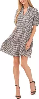 Многоярусное платье Babydoll с V-образным вырезом CeCe, цвет Rich Black