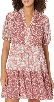 Многоярусное платье Babydoll с V-образным вырезом CeCe, цвет Barely Pink