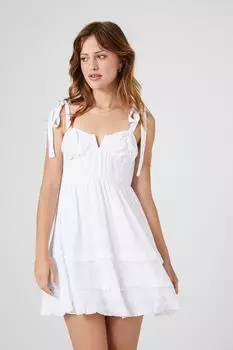 Многоярусное платье Babydoll с завязками на завязках Forever 21, белый