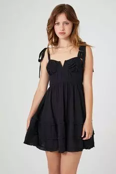 Многоярусное платье Babydoll с завязками на завязках Forever 21, черный