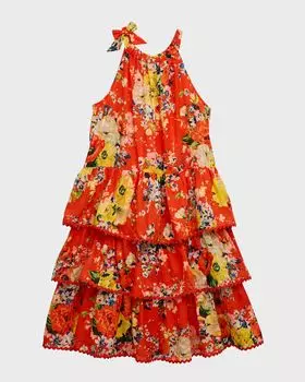 Многоярусное платье для девочек, размеры 2–12 Zimmermann, цвет Red Floral