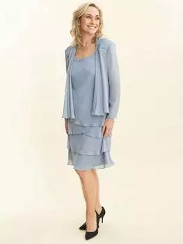 Многоярусное платье и жакет Gina Bacconi, цвет Hydrangea