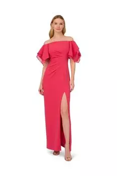 Многоярусное платье из крепа с рукавами Adrianna Papell, розовый