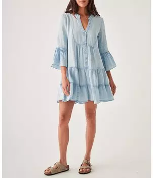 Многоярусное платье Kasey из хлопкового газа Faherty Dream, синий