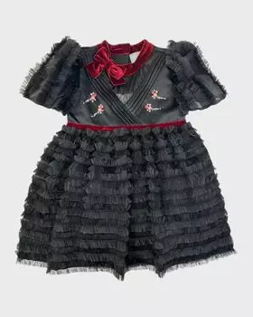 Многоярусное платье Kylie из тюля и органзы для девочек, размер 12M–10 Petite Maison Kids, цвет Black