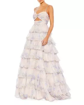 Многоярусное платье Mac Duggal с вырезами, мультиколор