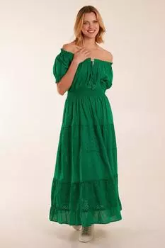 Многоярусное платье макси Broderie Blue Vanilla, зеленый